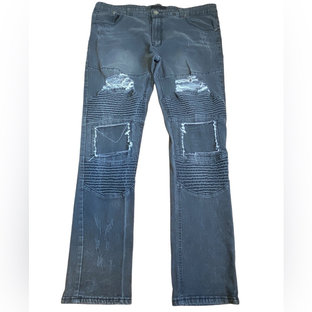 M. Society Mad City Collab Black Distressed Men’s Denim Jeans Size 40X32